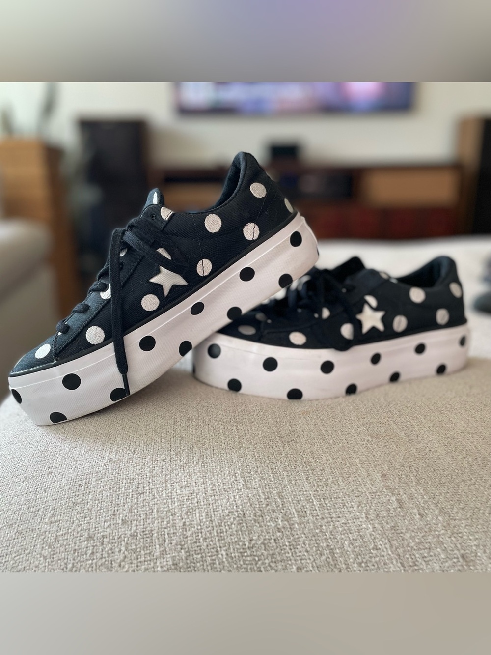 Converse Navy and White Polka Dot Sneakers